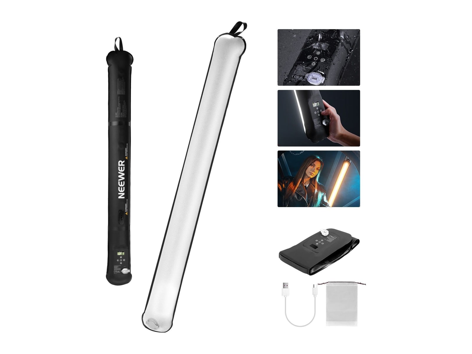 Neewer - BASICS GC21B 21W Bi-Color Handheld Inflatable LED Fill Light Camera Accessories