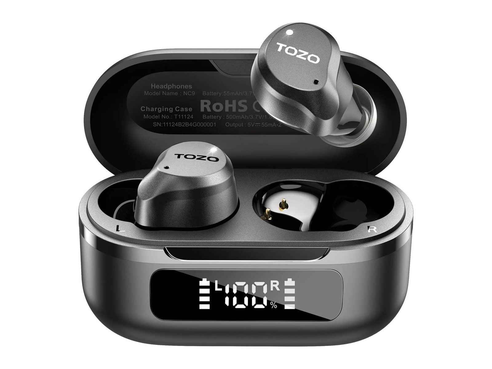 TOZO - NC9 Upgraded True Wireless Earbuds - Gray