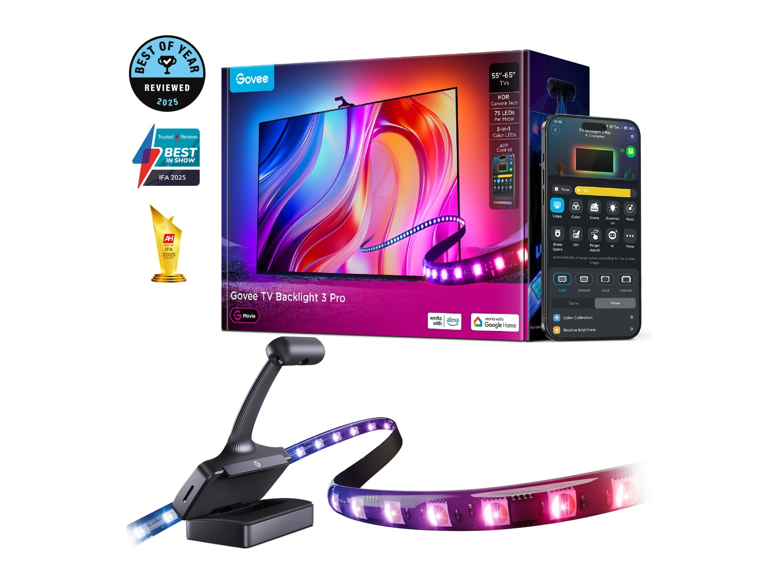 Govee - TV Backlight 3 Pro For 55-65 inch TVs Smart Lighting
