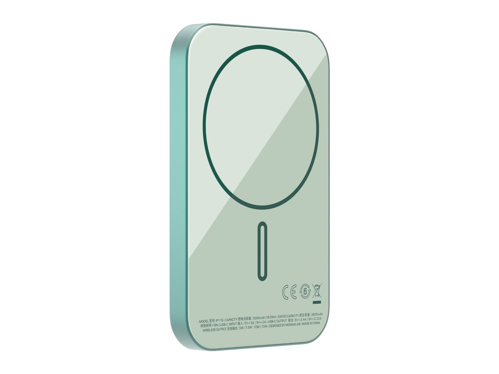MOMAX - Q.Mag X Magnetic Wireless Power Bank 5000mAh Emerald Green Power Banks