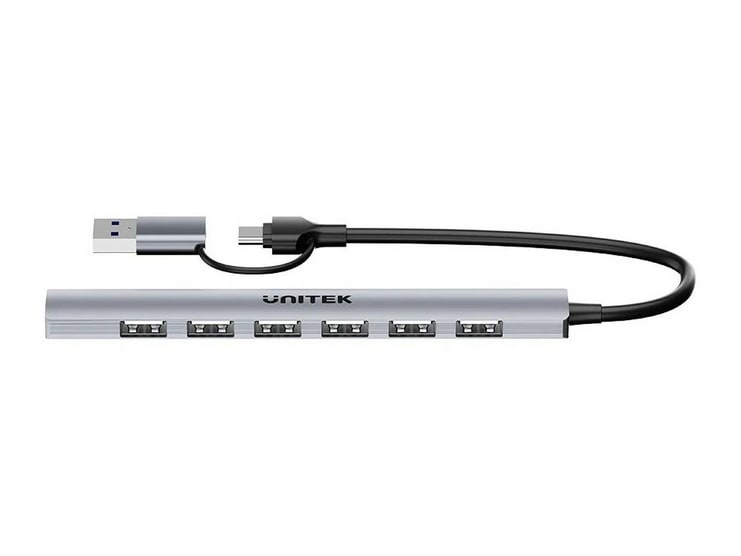 Unitek - uHUB S7 H1209A 7-in-1 USB-A USB Hubs - Gray