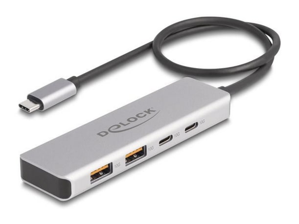 Delock - 64230 USB-C 4-Port Hub Docking Stations - Silver