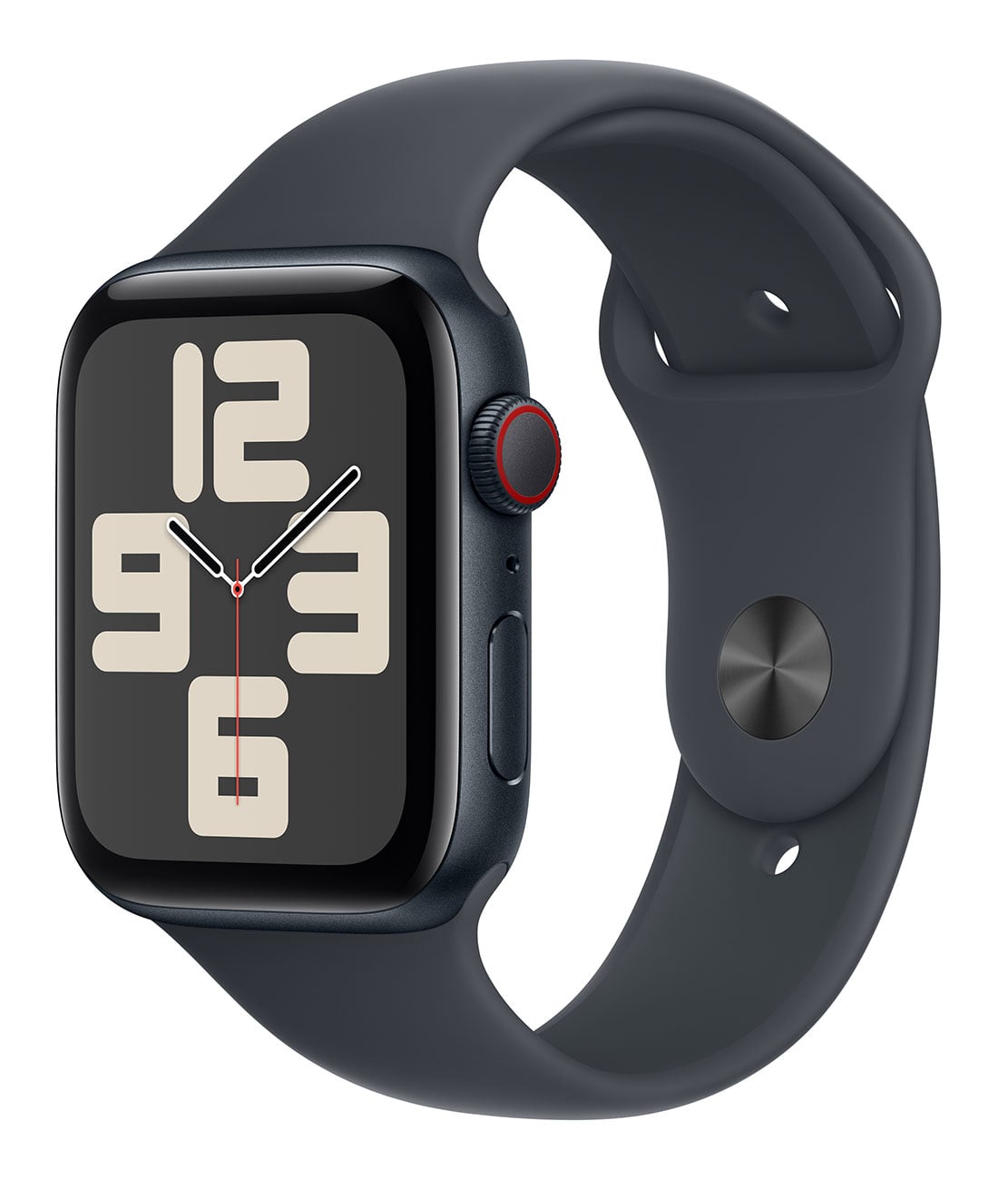 Apple - Apple Watch SE (2nd Generation) (GPS + Cellular) 44mm Midnight Aluminum Case with Midnight Sport Band - M/L - Midnight
