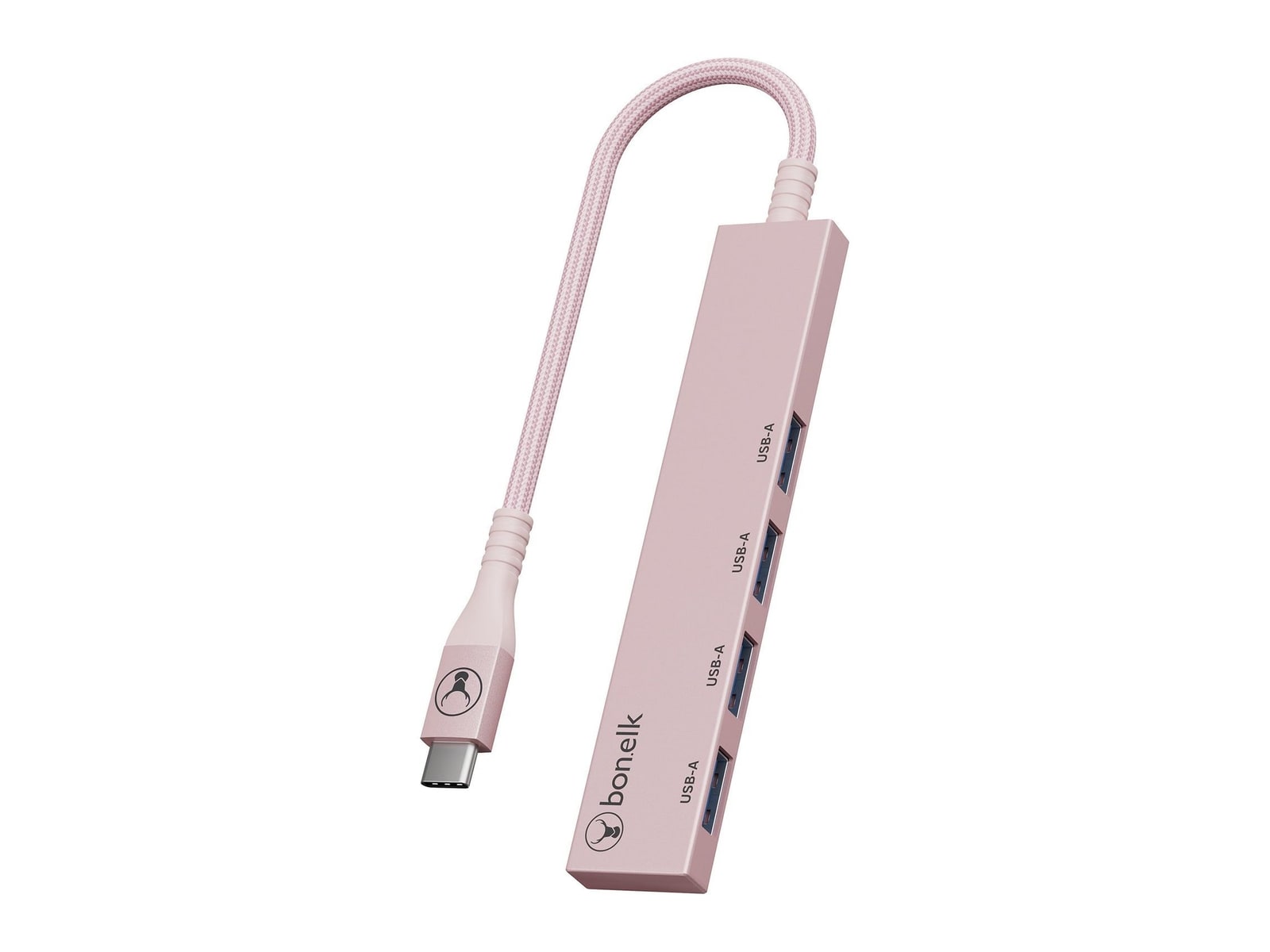 Bonelk - Long-Life USB-C to 4-Port USB-A Slim USB Hubs - Blush
