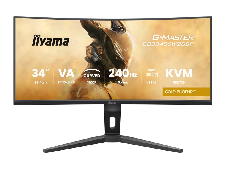 iiyama - 34" G-master Gold Phoenix GCB3486WQSCP-B1 Curved UWQHD 240Hz Curved Monitors - Black