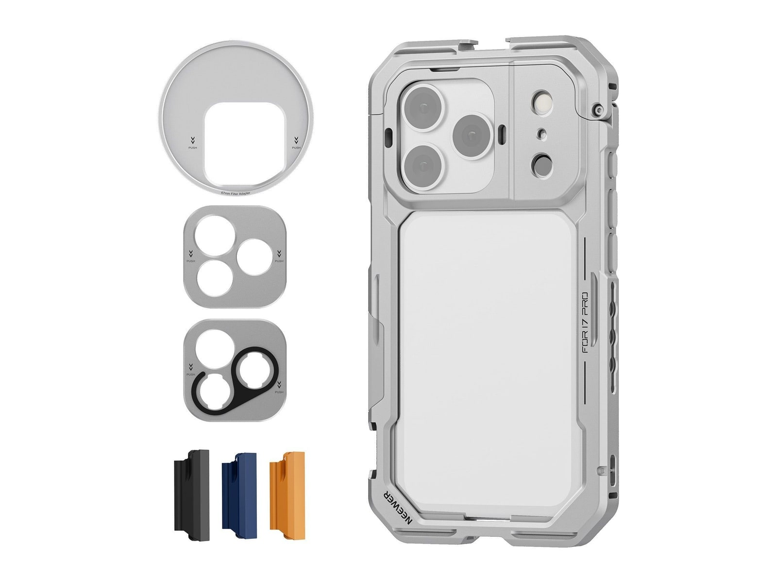 Neewer - PA143/PA144 Phone Cage Compatible with iPhone 17 Pro/Pro Max Camera Accessories - Silver