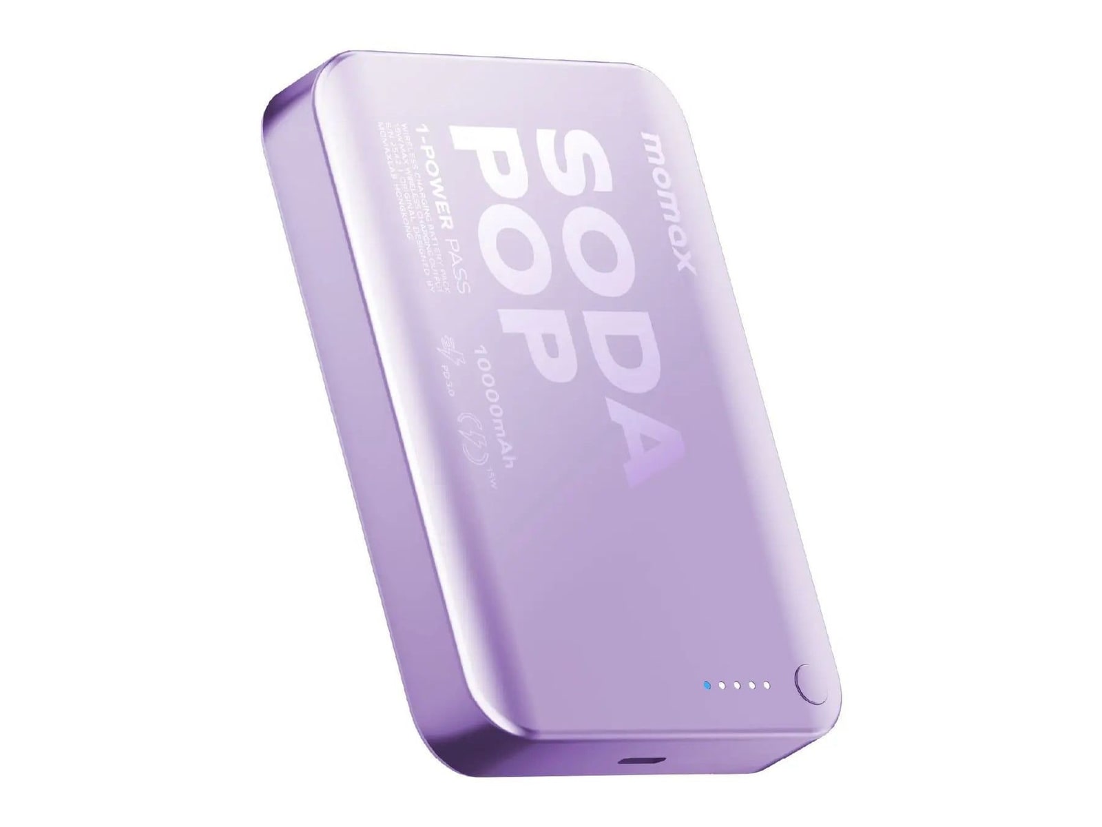MOMAX - 1-Power Pass 10000mAh Magnetic Wireless Battery Pack Purple Power Banks