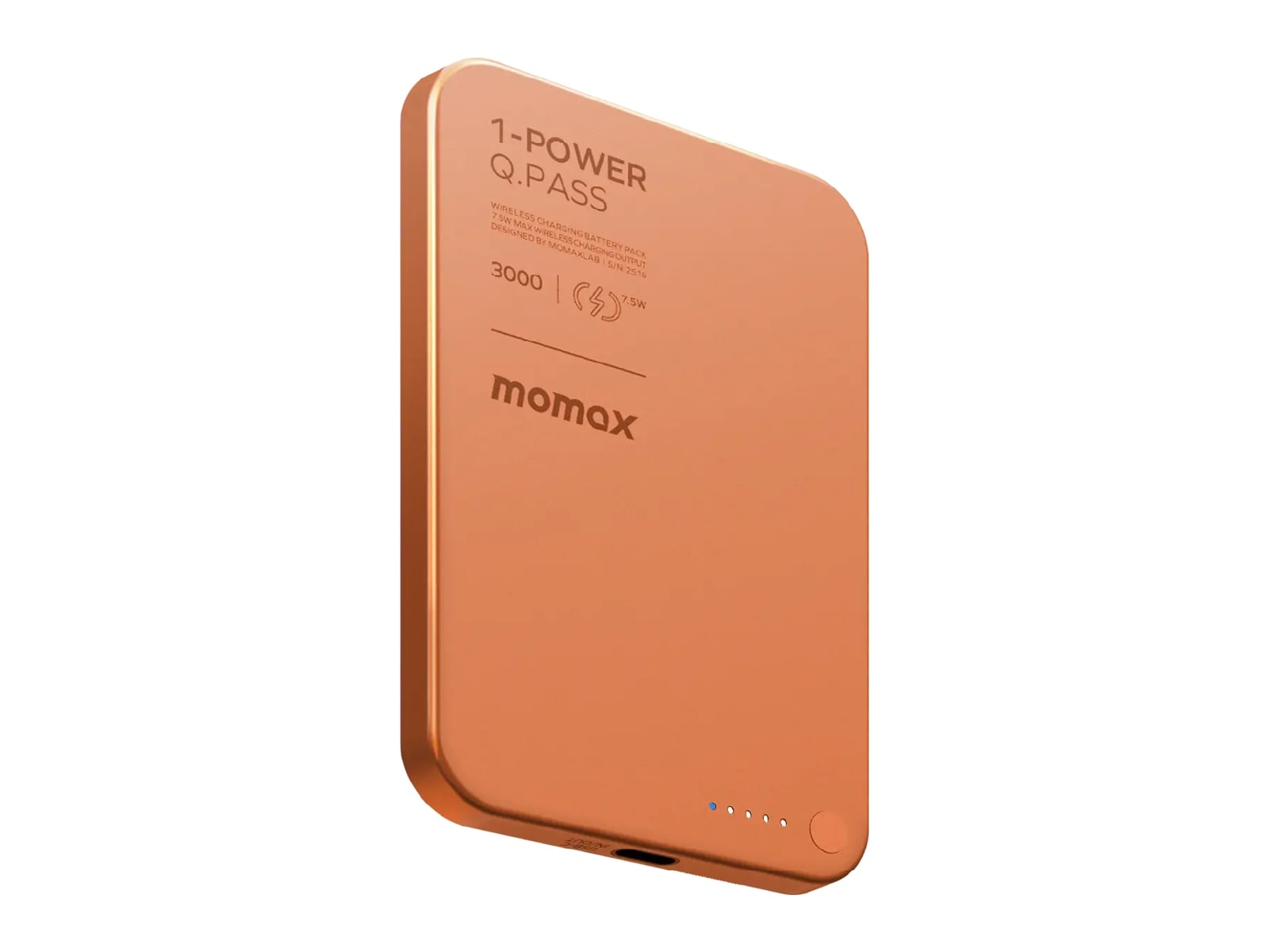 MOMAX - 1-Power Q.Pass 3000mAh Magnetic Wireless Battery Pack Orange Power Banks
