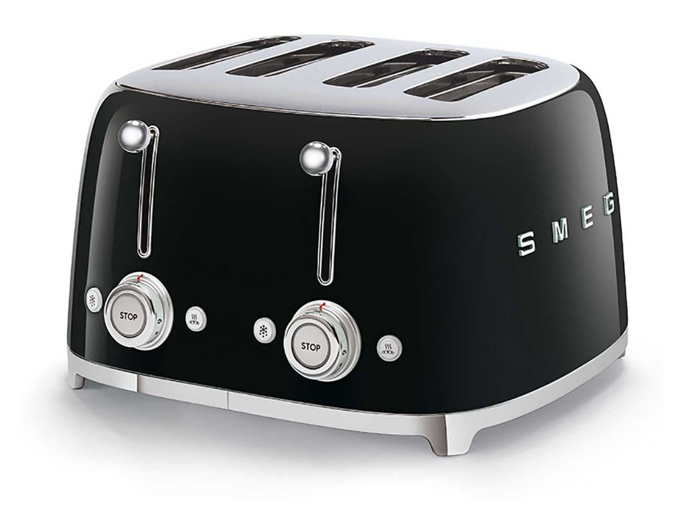 Smeg - 50's Retro Style 4-Slot Toaster Black Toasters & Ovens