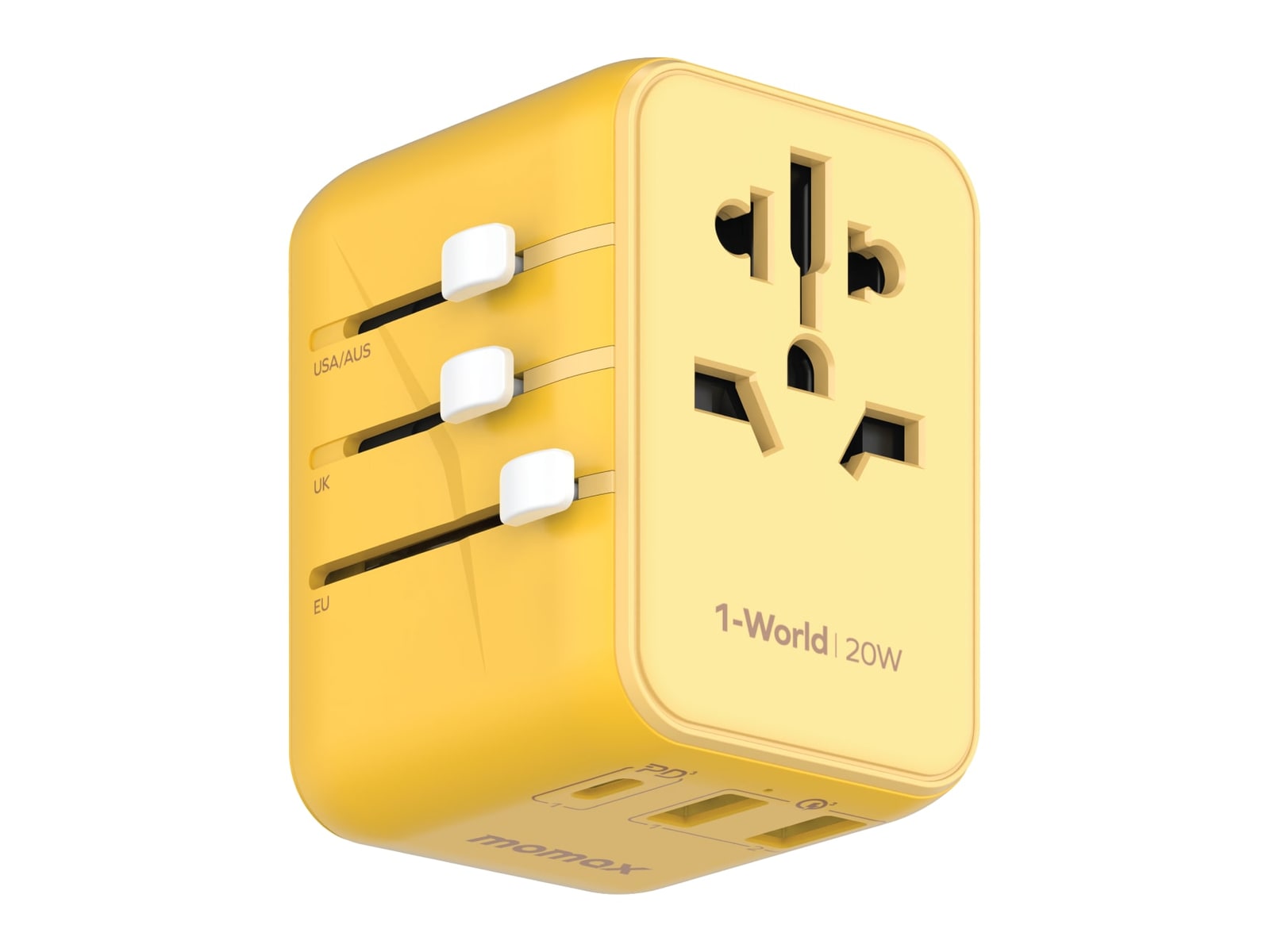 MOMAX - 1-World 3-Port Travel Charger 20W Yellow Wall Chargers