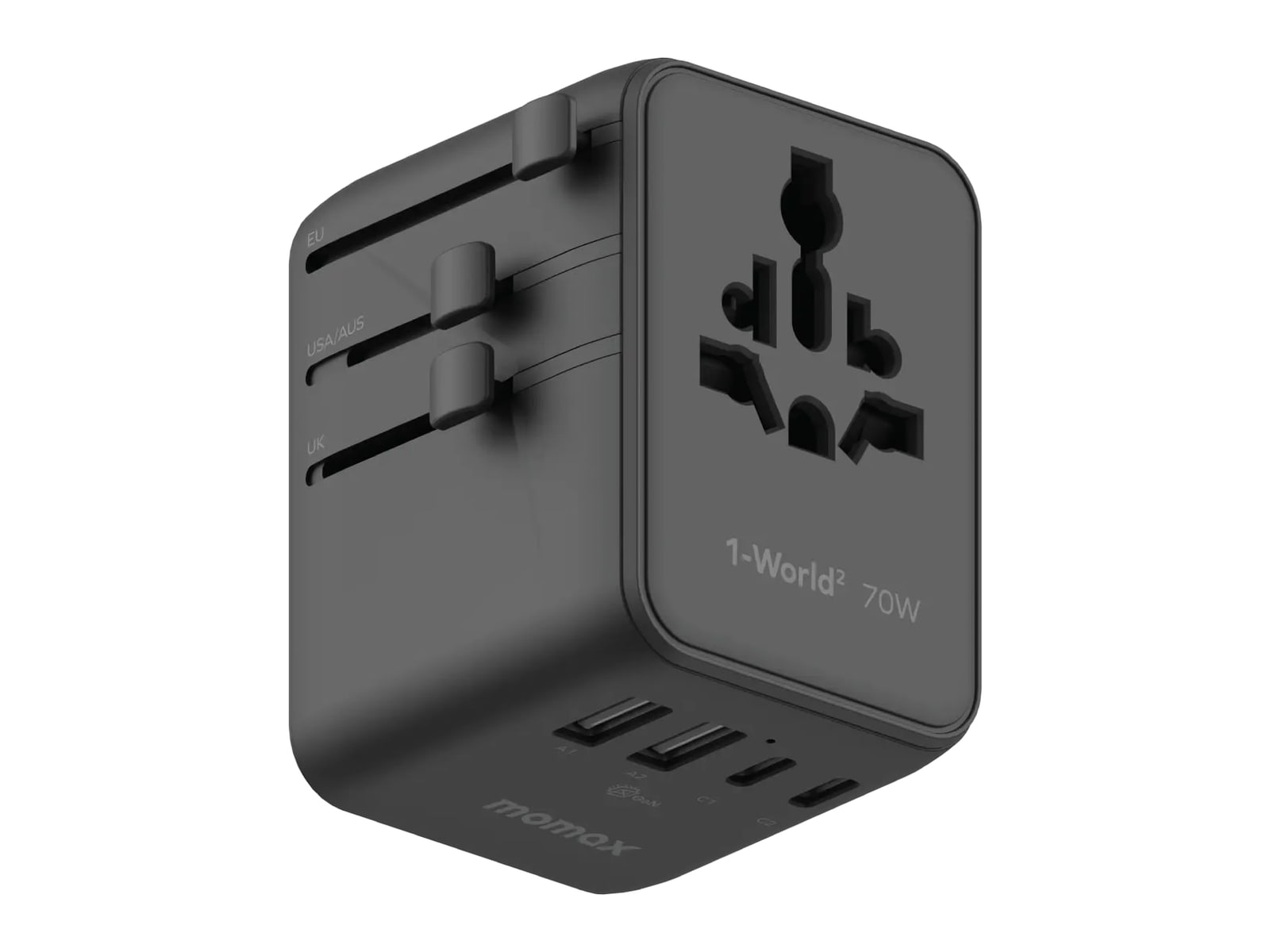 MOMAX - 1-World2 5-Port Mini Universal Travel GaN Charger 70W Black Wall Chargers