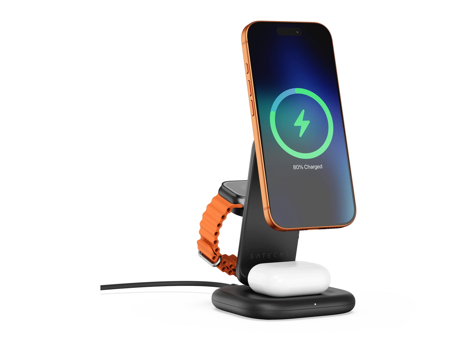 Satechi - 3-in-1 Foldable Wireless Charging Stand with Qi2 25W Wireless Chargers