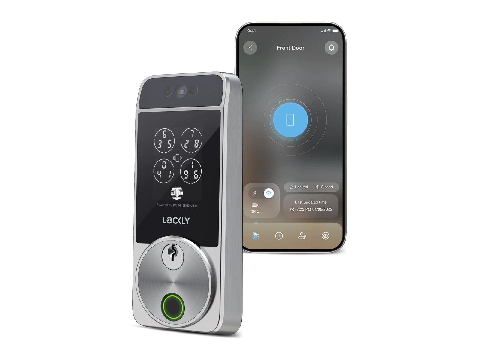 Lockly - Visage Zeno Series Facial Recognition Deadbolt - Satin Nickel Smart Locks