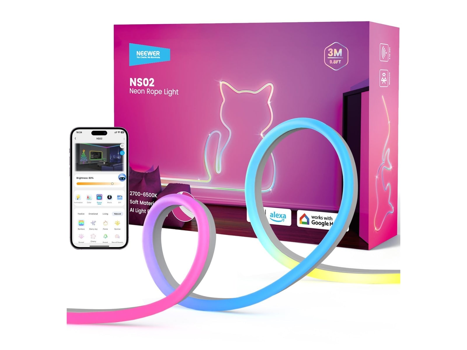 Neewer - NS02 Side Lit RGB LED Strip Light Smart Lighting