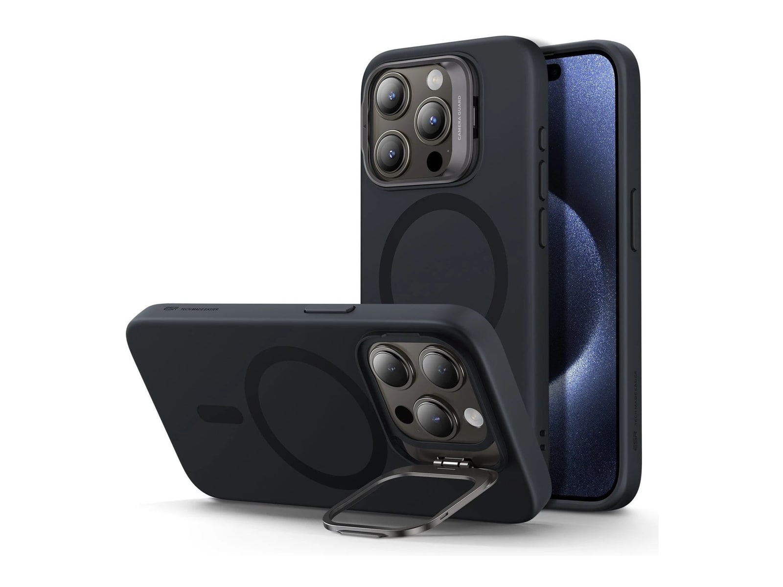 ESR - Cloud Soft Case with Stash Stand (HaloLock) - iPhone 15 Pro - Black