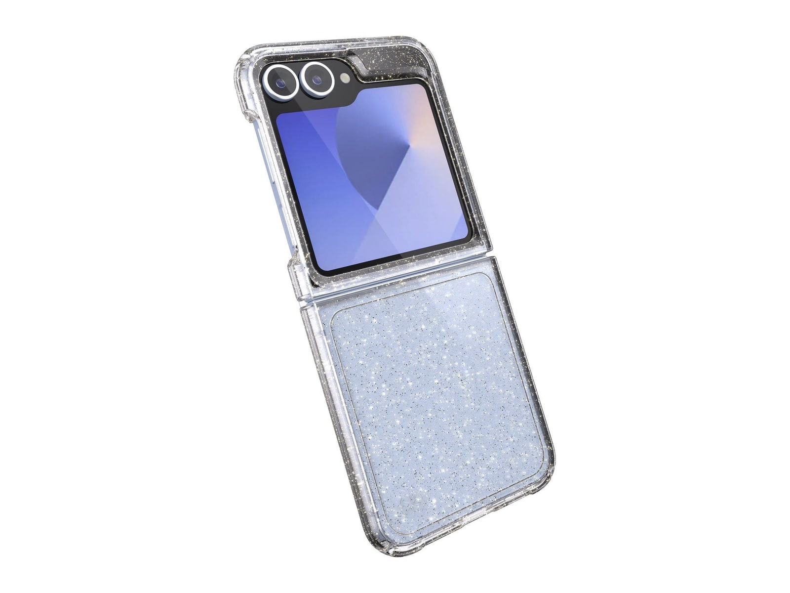 Speck - Presidio Lux Glitter Fold - Galaxy Z Flip6 - Clear/Gold Glitter
