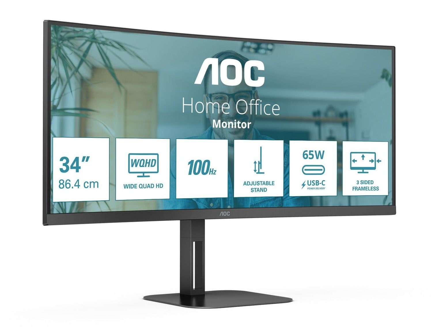 AOC - 34" CU34V5C UWQHD 100Hz Ultrawide Monitors - Black (EU)