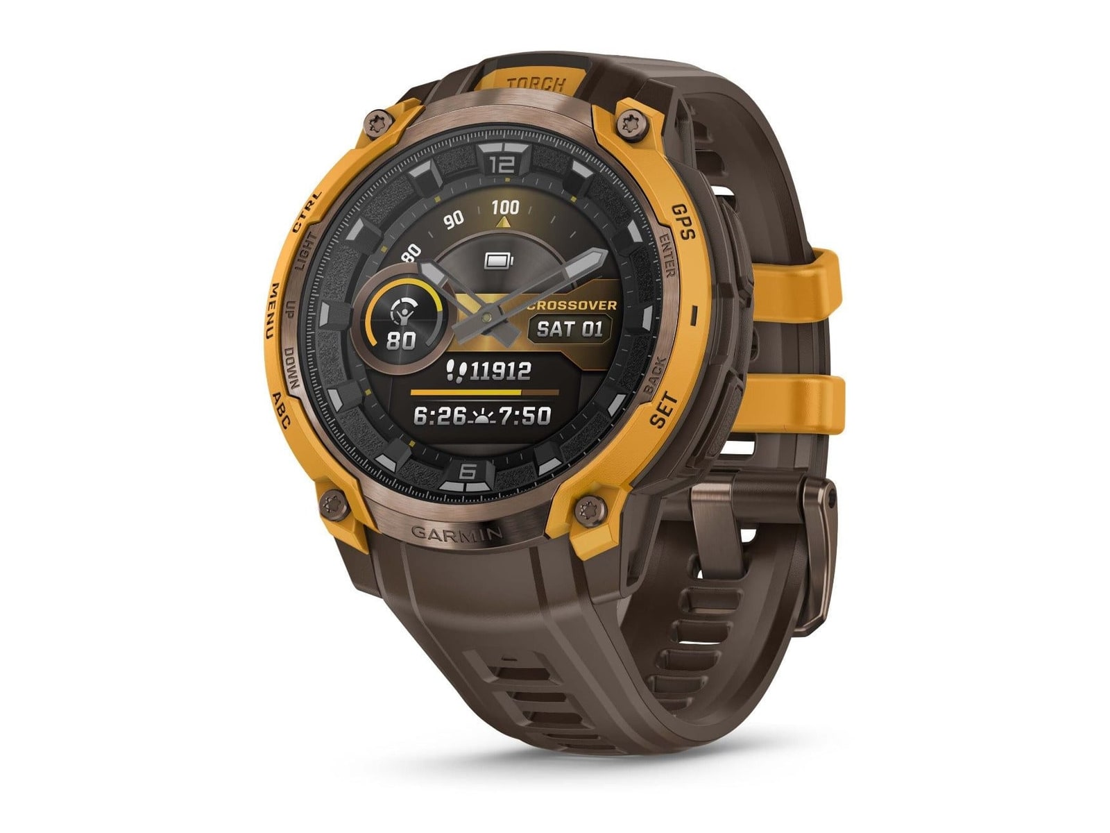 Garmin - Instinct Crossover AMOLED GPS (Bronze/Sunburst) Smart Watches - Bronze