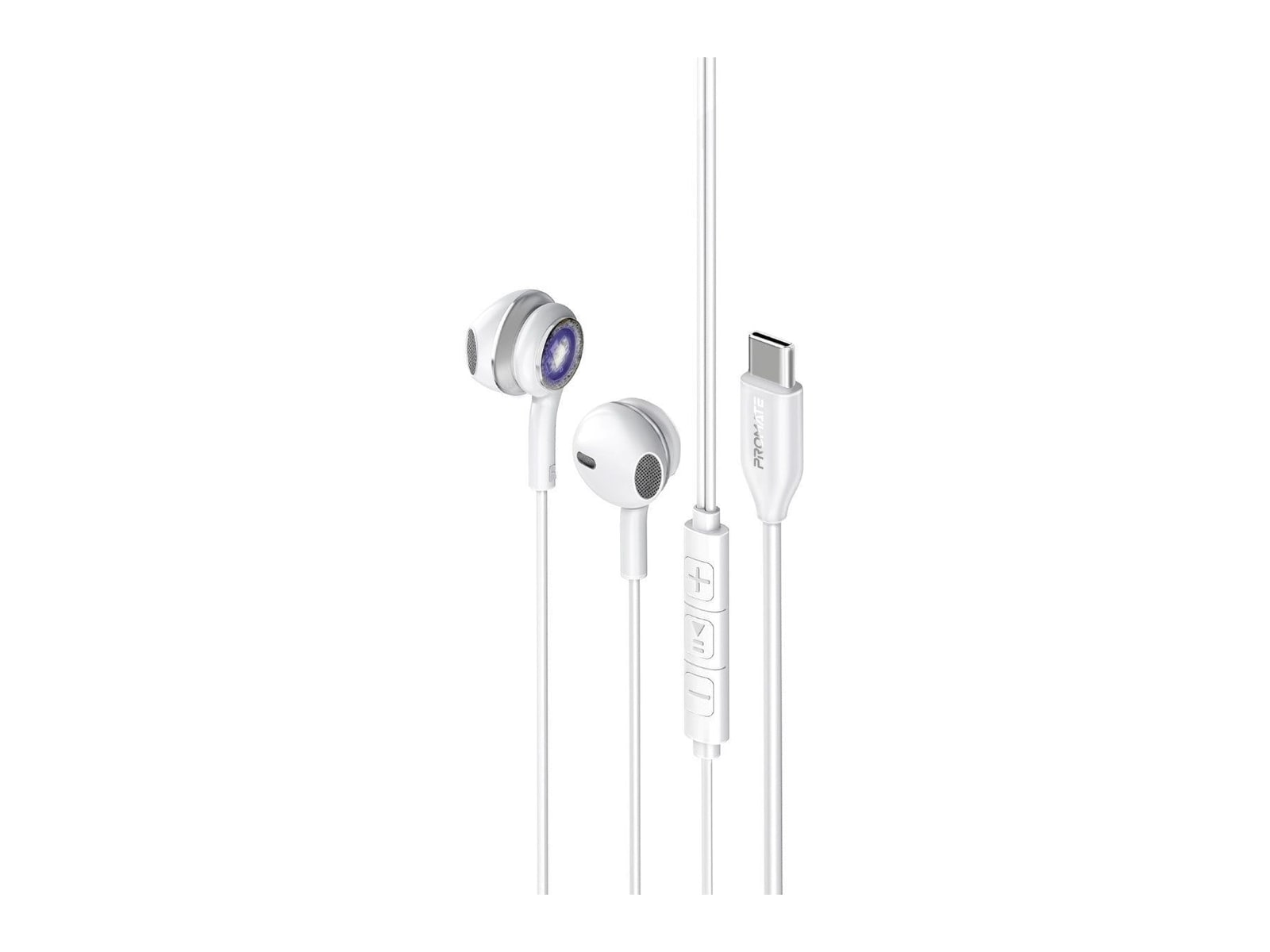 Promate - LumiBuds-C In-Ear Headphones - Silver