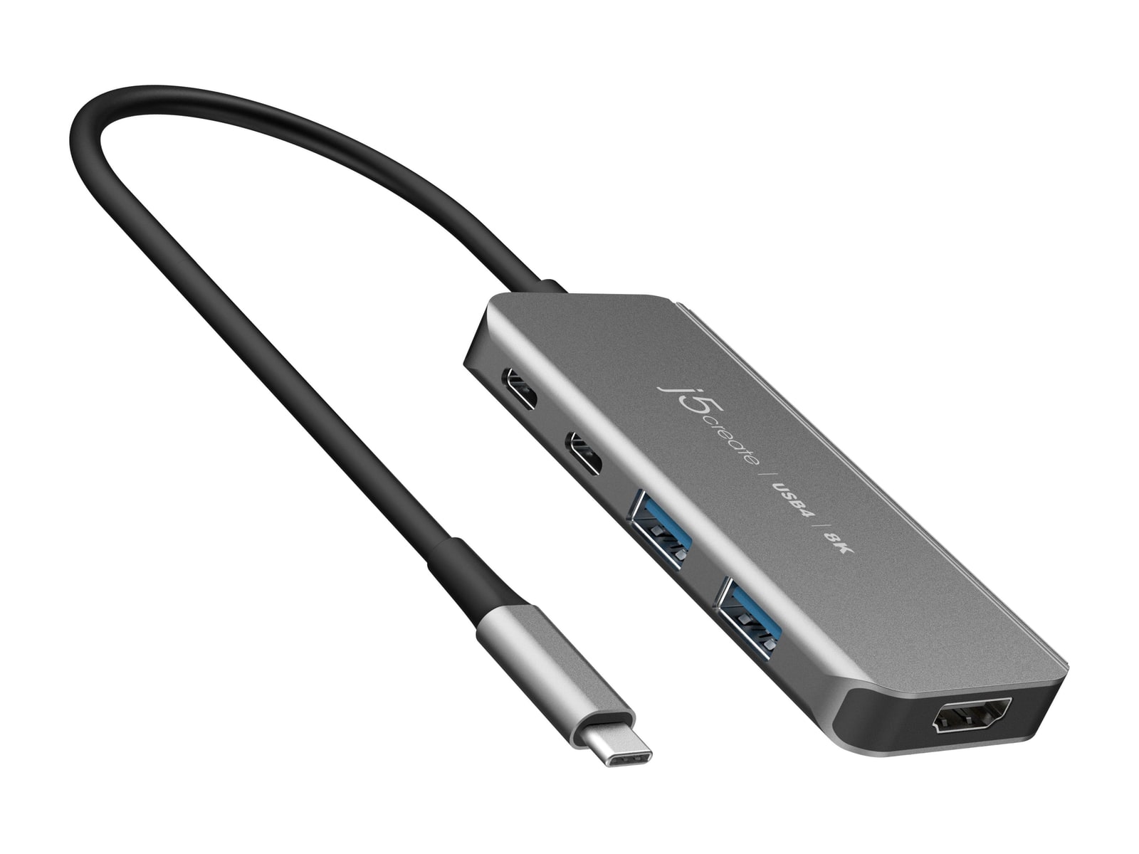 j5create - USB4 8K60 Slim Hub USB Hubs - Gray