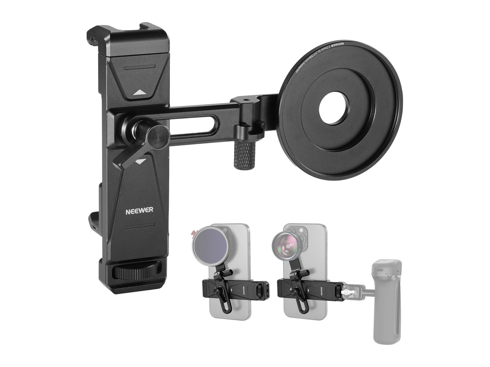 Neewer - PA047 PRO Universal Phone Holder with Lens Adapter & Filter Ring