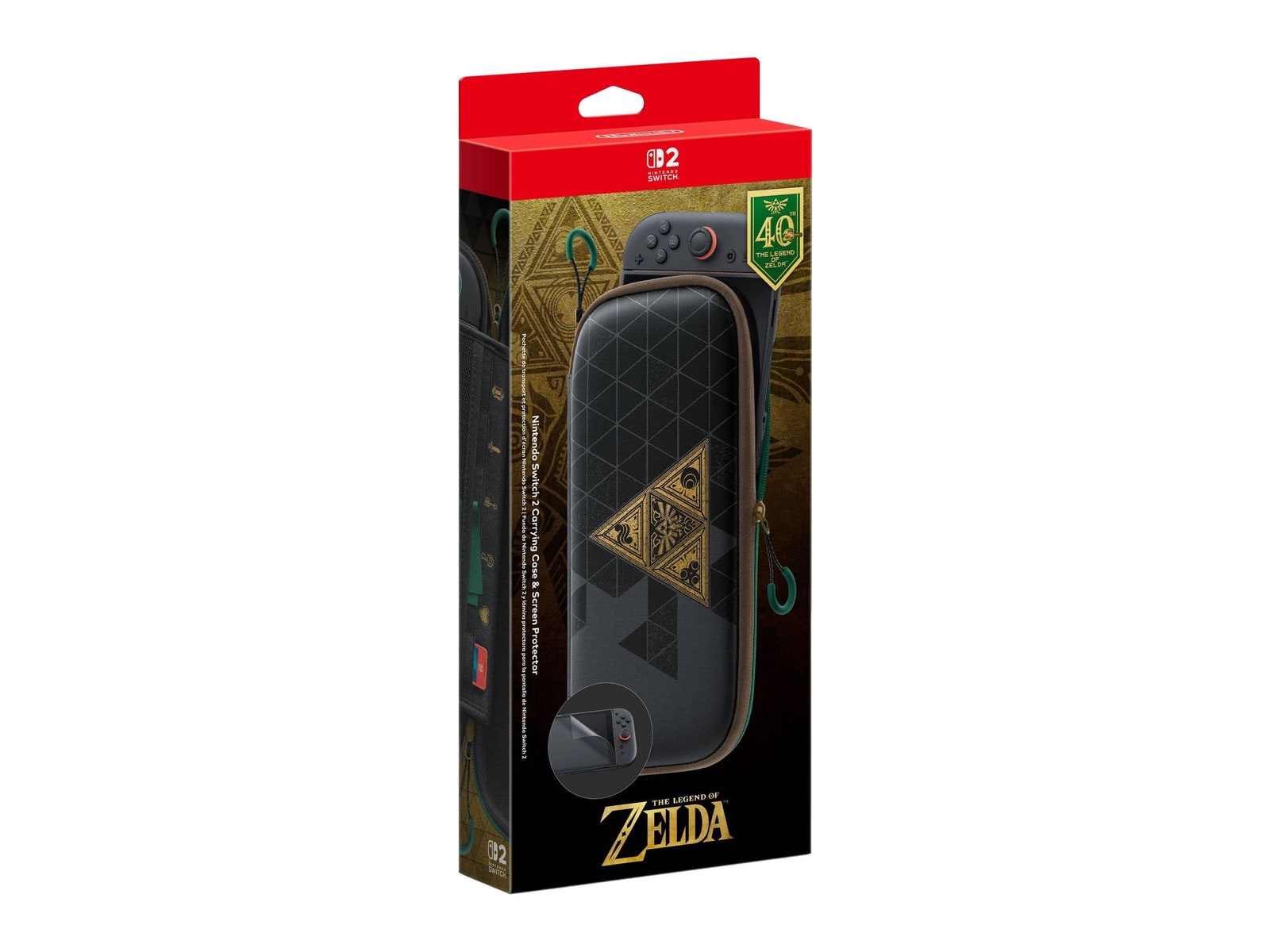 Nintendo - Switch 2 Carrying Case and Screen Protector The Legend of Zelda 40th Anniversary Edition - Black