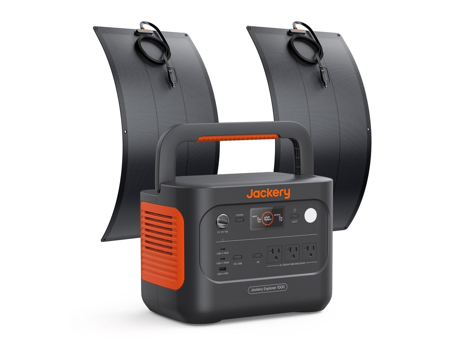 Jackery - Explorer 1000 v2 + 2x 100W Solar Panels 1070Wh Portable Power Stations - Black