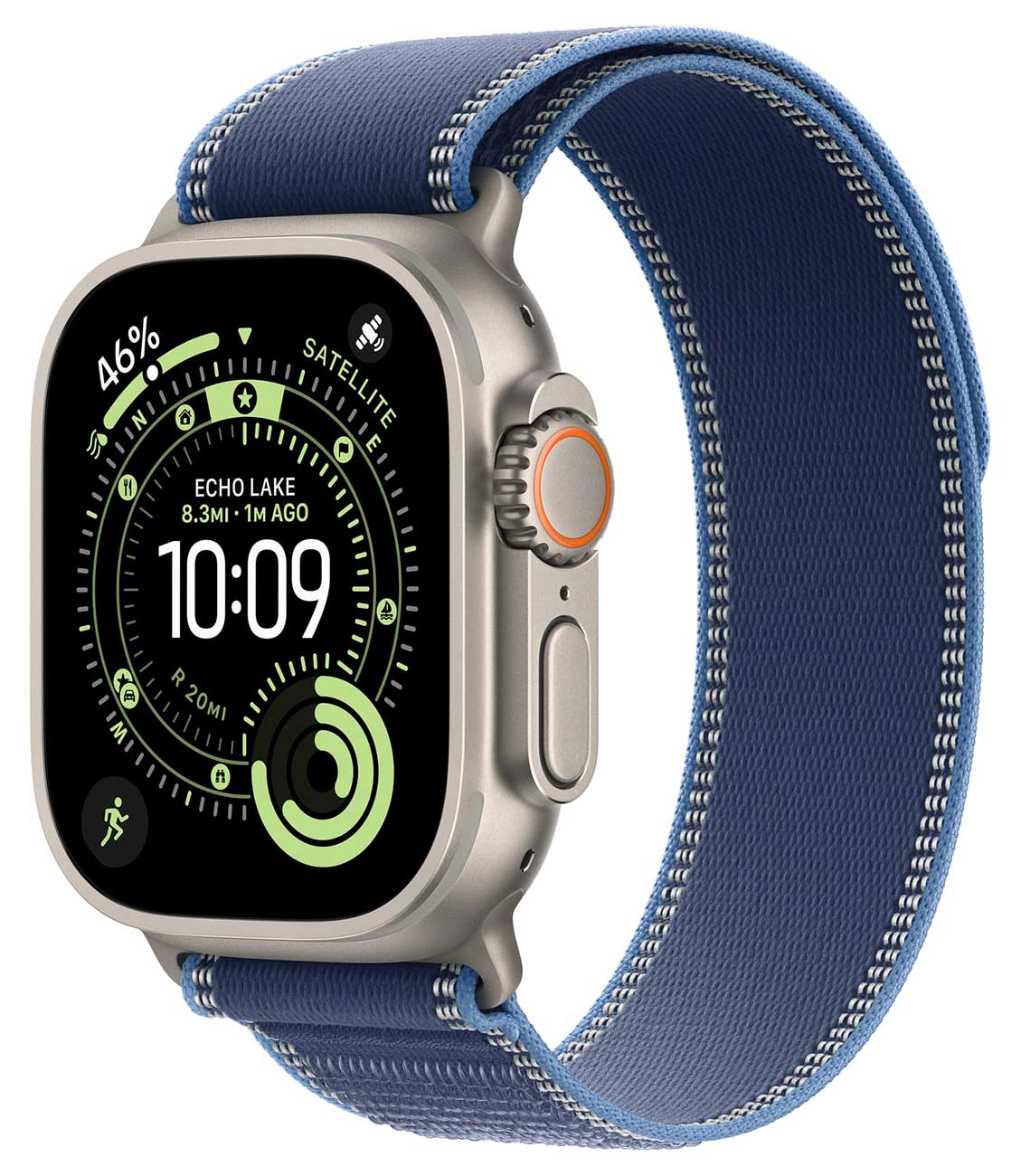 Apple - Apple Watch Ultra 3 (GPS + Cellular) 49mm Natural Titanium Case with Blue/Bright Blue Trail Loop - M/L - Natural Titanium