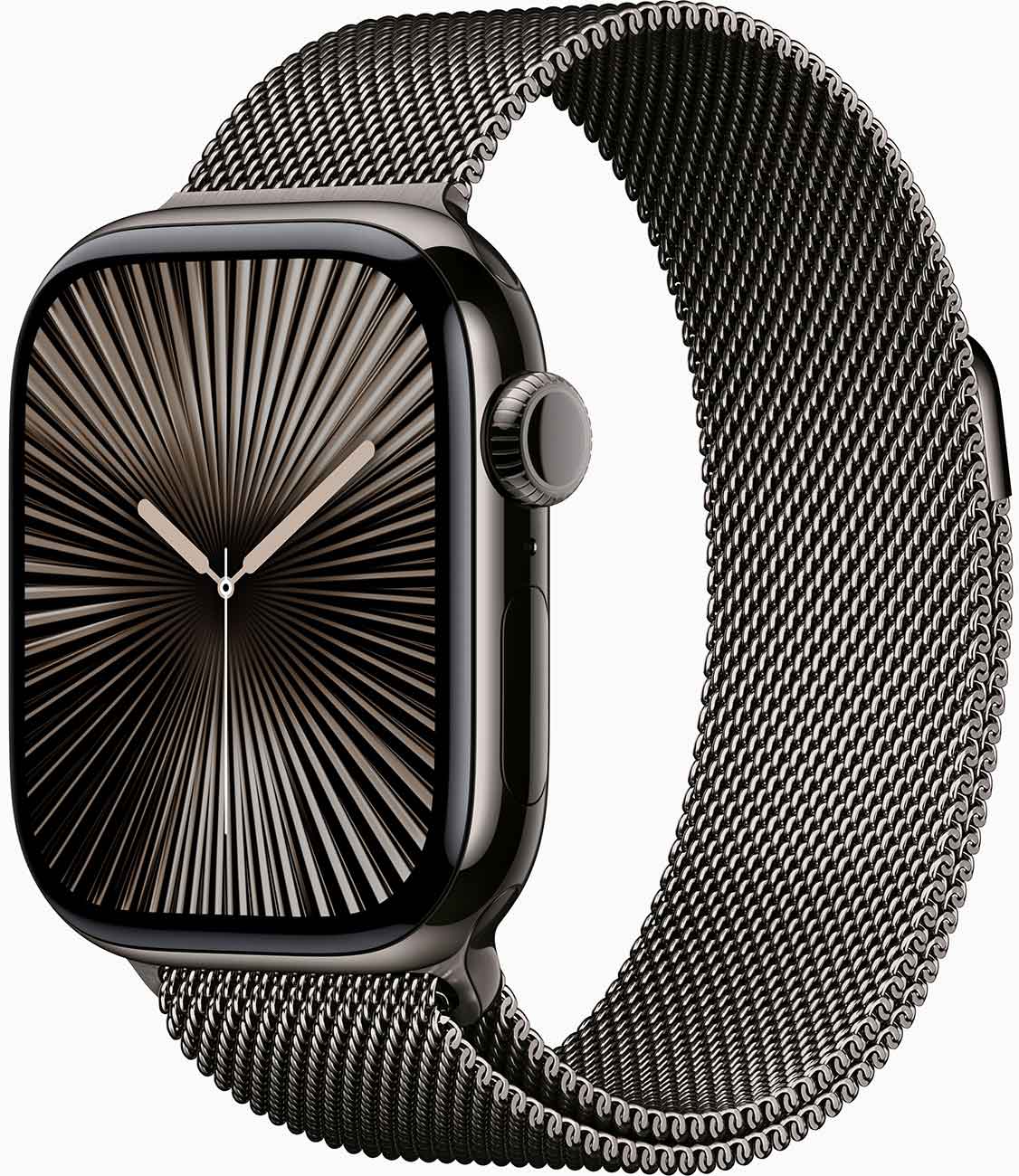 Apple - Apple Watch Series 10 (GPS + Cellular) 42mm Slate Titanium Case with Slate Milanese Loop - Slate Titanium