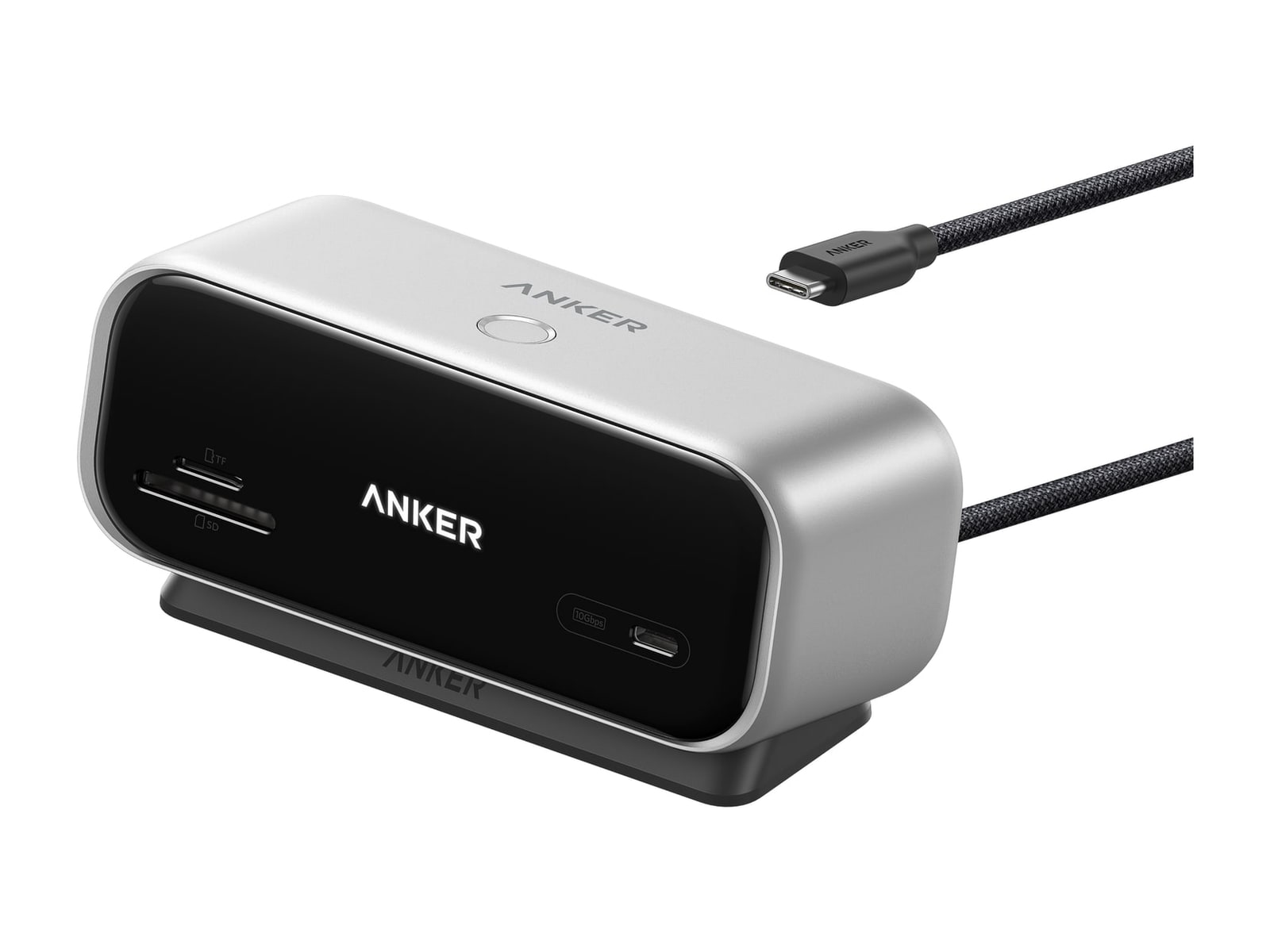 Anker - Desktop USB-C Hub (10-in-1, Dual 4K, Smart Display) USB Hubs - Starlight Silver