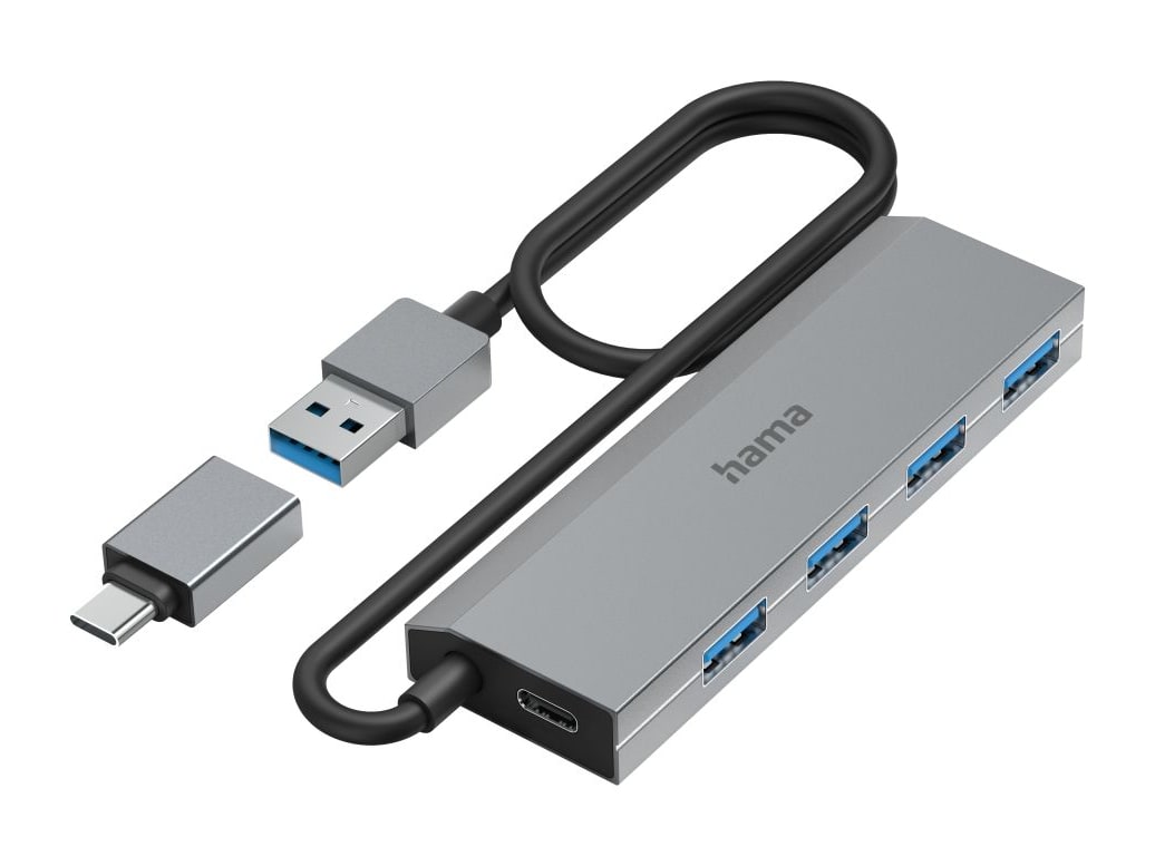 Hama - 4 Ports USB-A 3.2 Gen 1 USB Hubs - Dark Gray