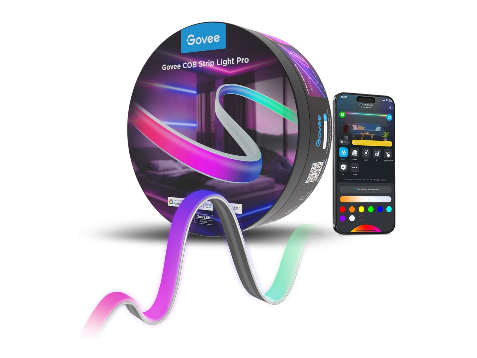 Govee - COB Strip Light Pro 9.8ft Smart Lighting