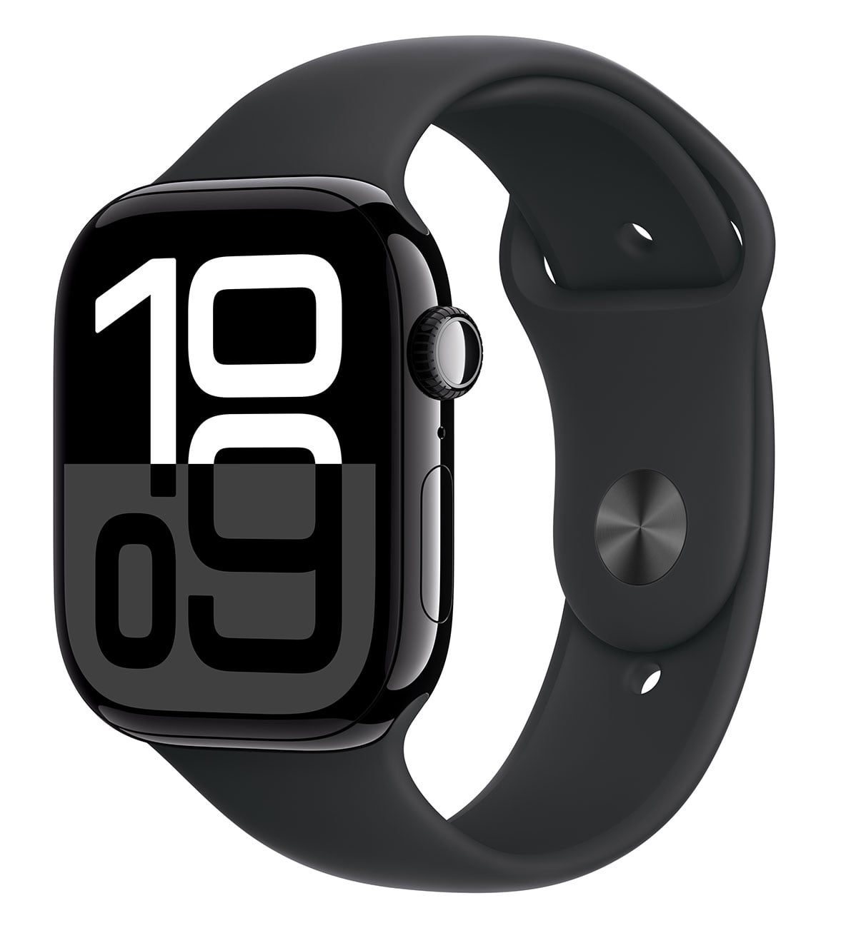 Apple - Apple Watch Series 10 (GPS + Cellular) 46mm Jet Black Aluminum Case with Black Sport Band - M/L - Jet Black