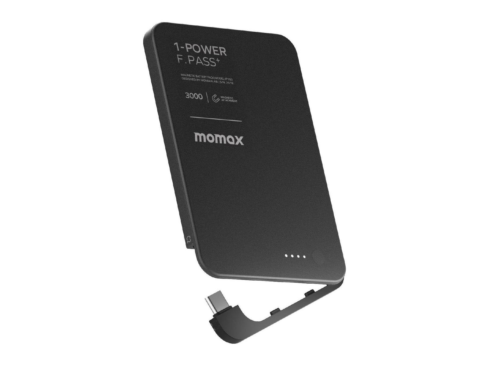 MOMAX - 1-Power F.Pass+ 3000mAh Magnetic Battery Pack Black Power Banks