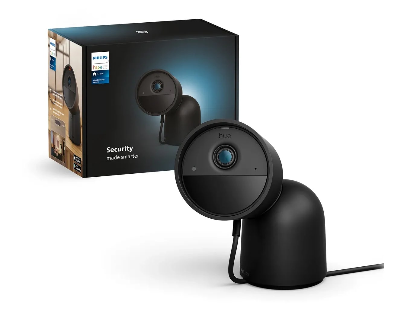 Philips Hue - Secure Wired Desktop Camera Security Cameras - Black