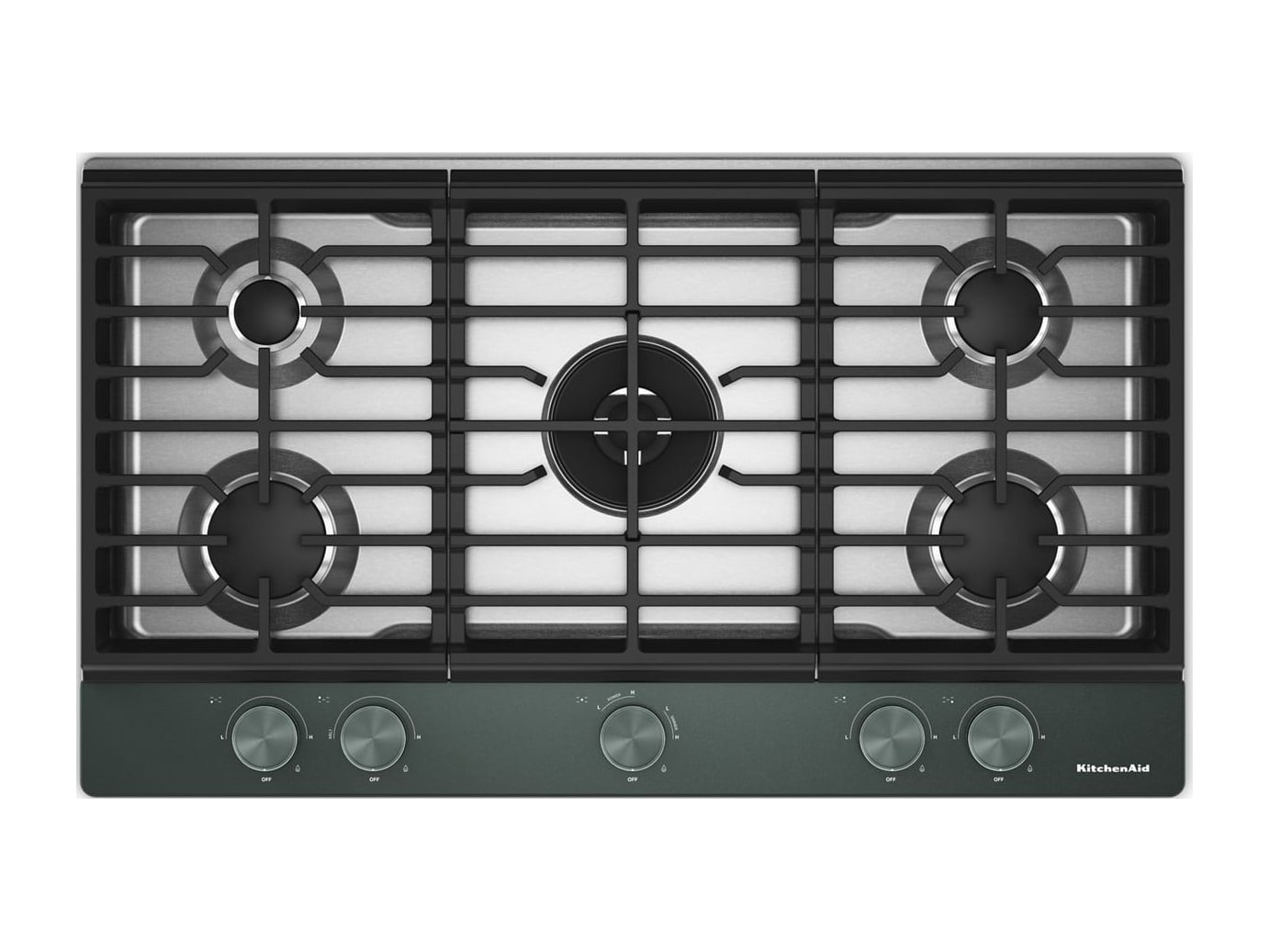 KitchenAid - Gas Cooktop with 5 Burners and Integrated Wok Grate 36-Inch Wide Juniper Cooktops