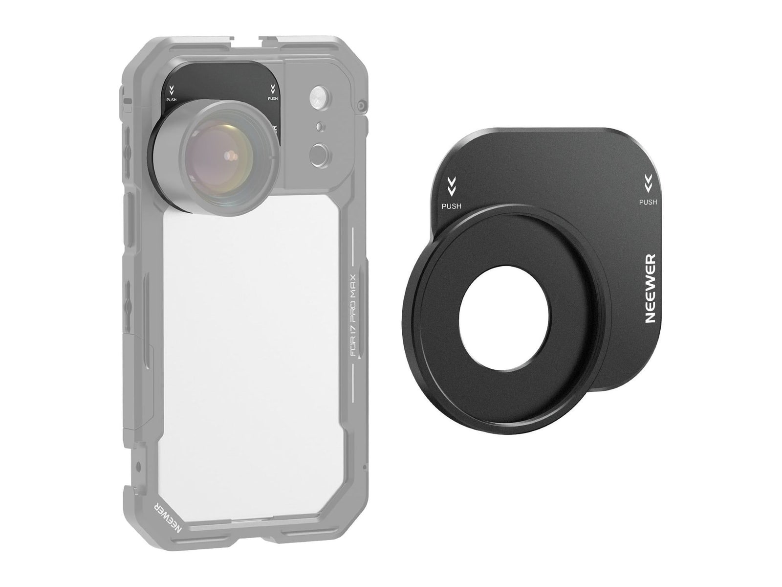 Neewer - PA152 37mm Filter Lens Backplate for iPhone 17 Pro/Pro Max Phone Cage Camera Accessories - Black