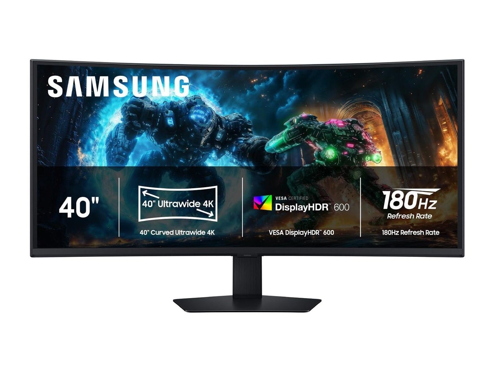Samsung - 40" Odyssey G7 4K UHD 180Hz Ultrawide Monitors - Black