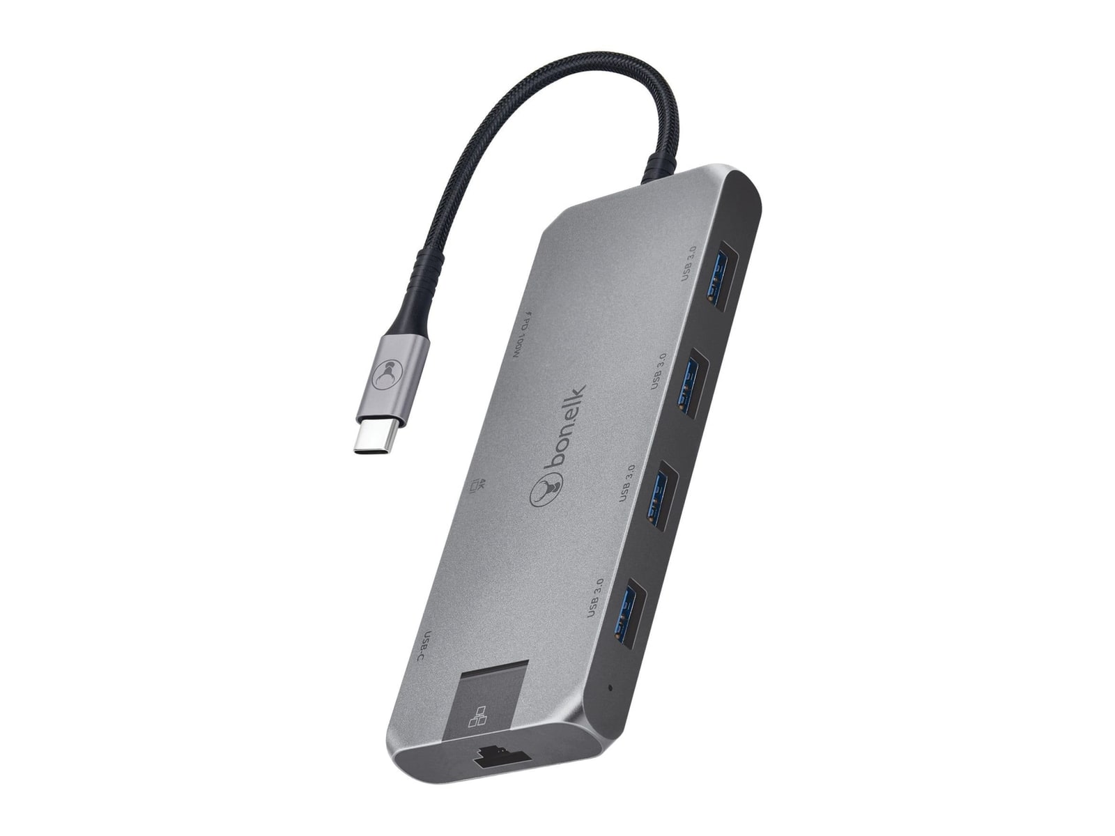Bonelk - Long-Life USB-C 8-in-1 Multiport USB Hubs - Gray