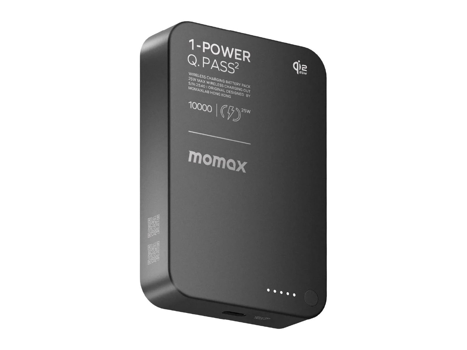 MOMAX - 1-Power Q.Pass2 10000mAh Qi2 25W Magnetic Wireless Battery Pack Black Power Banks
