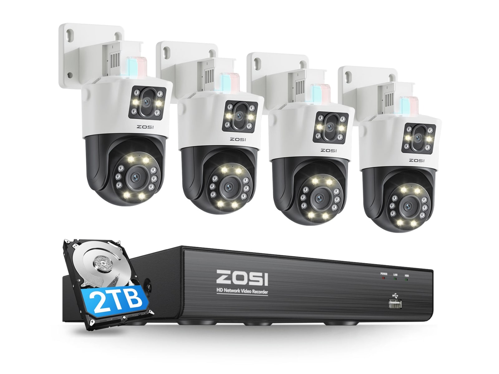 ZOSI - C298 Dual-Lens PT PoE Security Cameras
