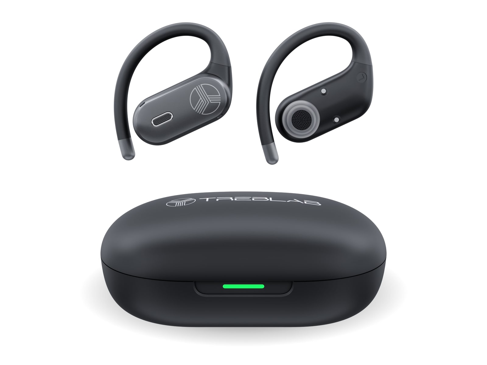 TREBLAB - Focus Smart Open-Ear Translation True Wireless Earbuds - Black