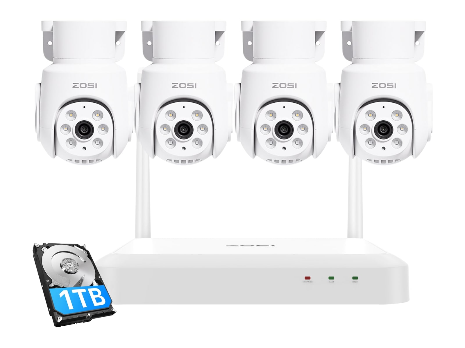 ZOSI - C280 5MP 8CH Wi-Fi 6 PT White Security Cameras
