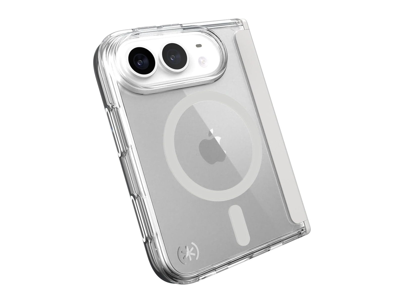 Speck - Presidio Perfect-Clear Fold MagSafe - iPhone Duo - Clear/Silver