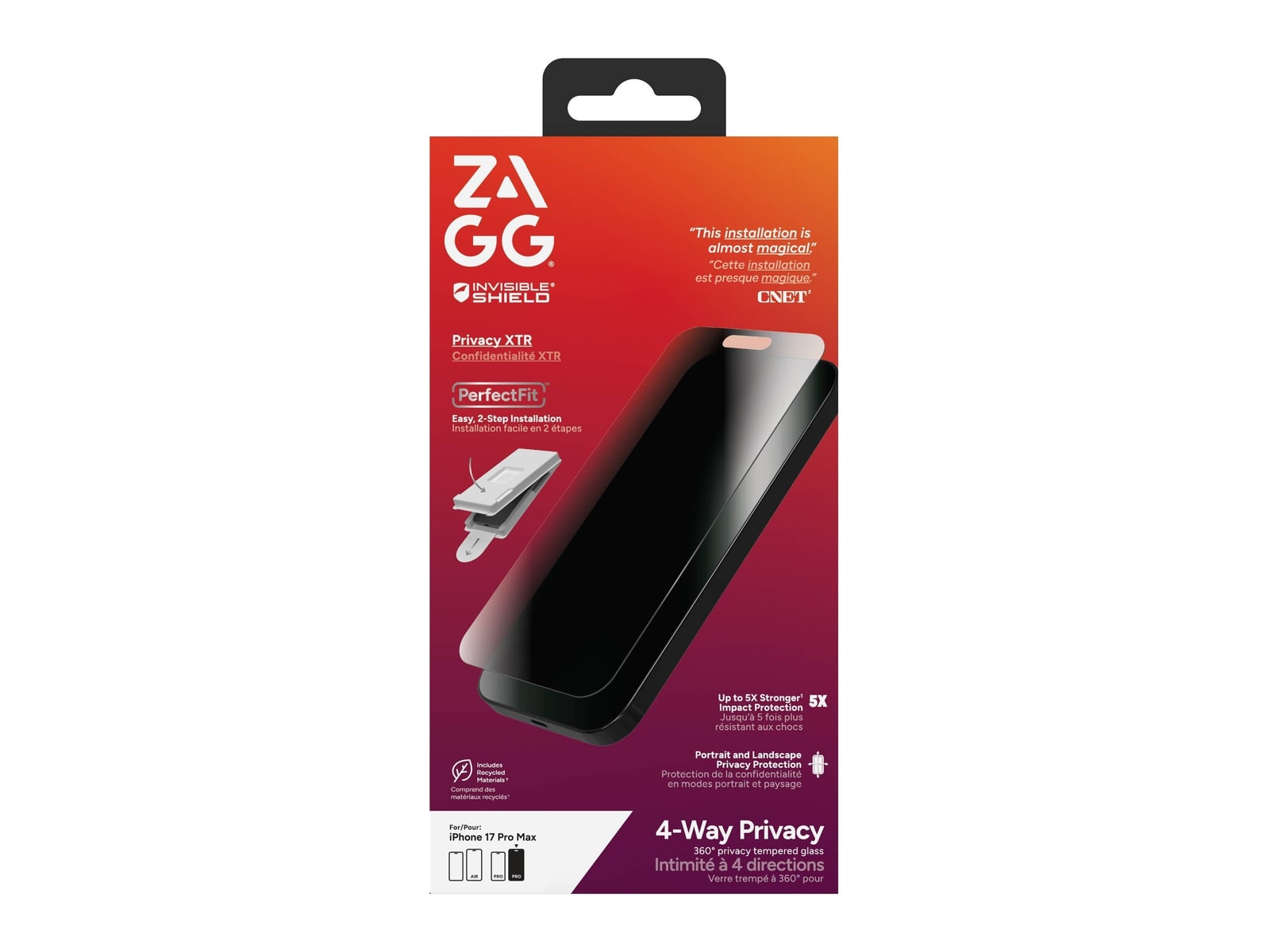 ZAGG - Apple iPhone 17 Pro Max Screen Protector Privacy XTR