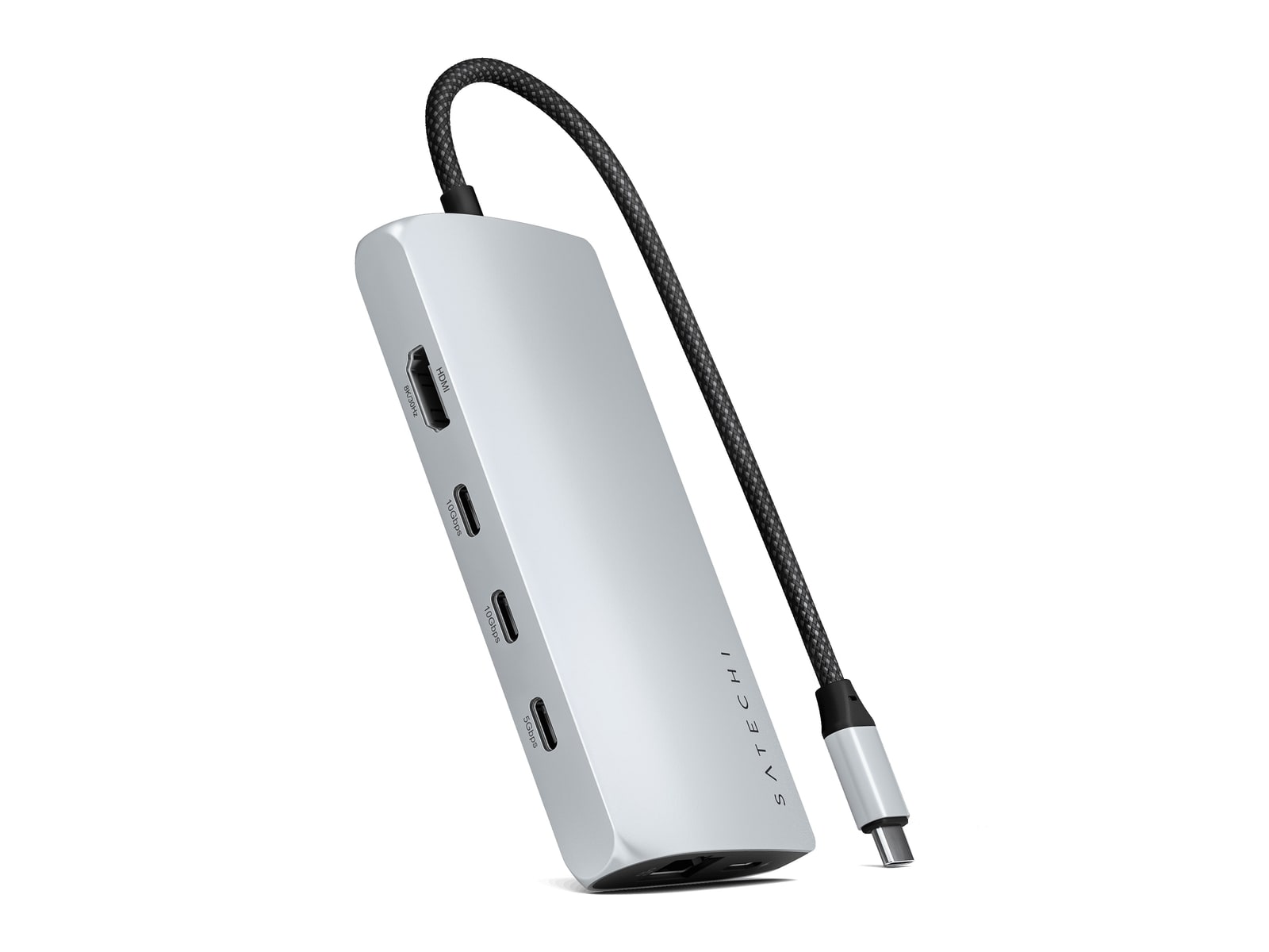 Satechi - USB-C Multiport Adapter 8K With Ethernet V3 USB-C USB Hubs - Silver