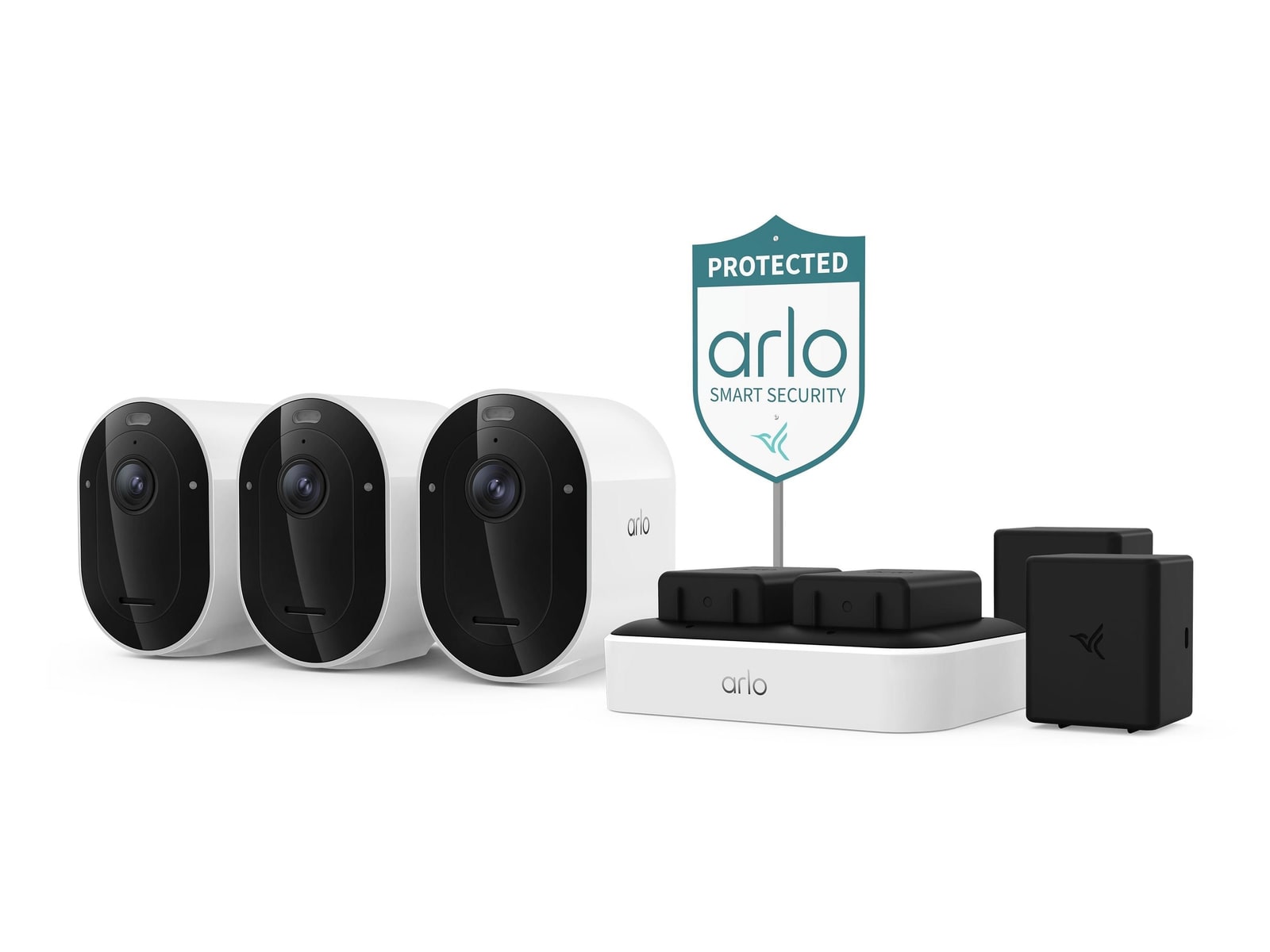 Arlo - Pro Outdoor Security Camera 3-Cam Security Cameras - White