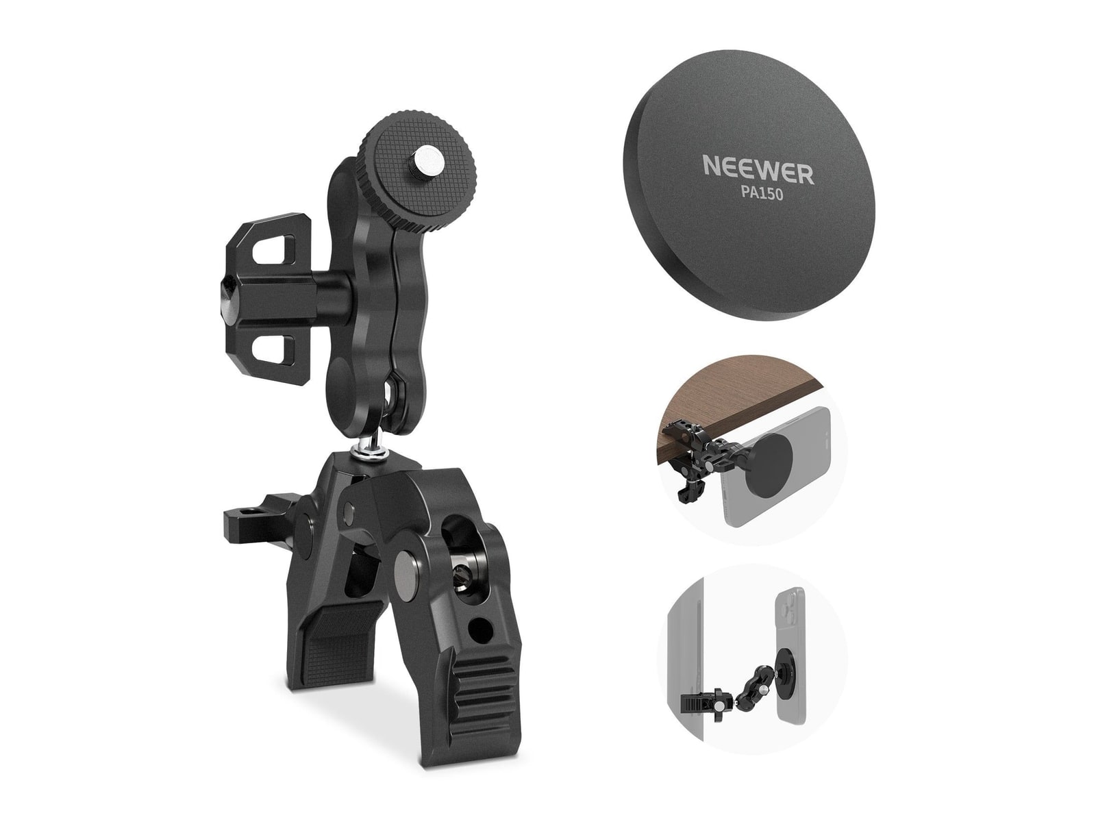 Neewer - PA150 Magnetic Phone Mount with Super Clamp