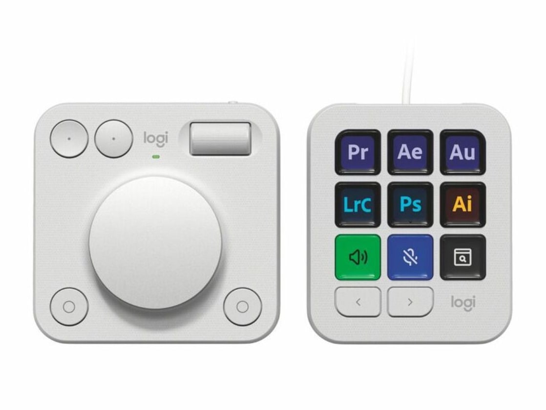 Logitech - MX Creative Console Keypad & Dial Wireless Keyboards - Pale Gray
