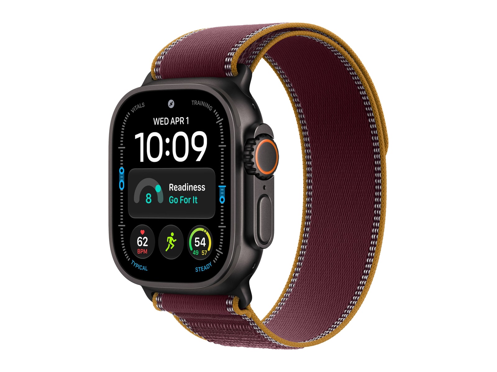 Apple Watch Ultra 4 GPS + Cellular 49mm Black Titanium Case with Burgundy Trail Loop - M/L